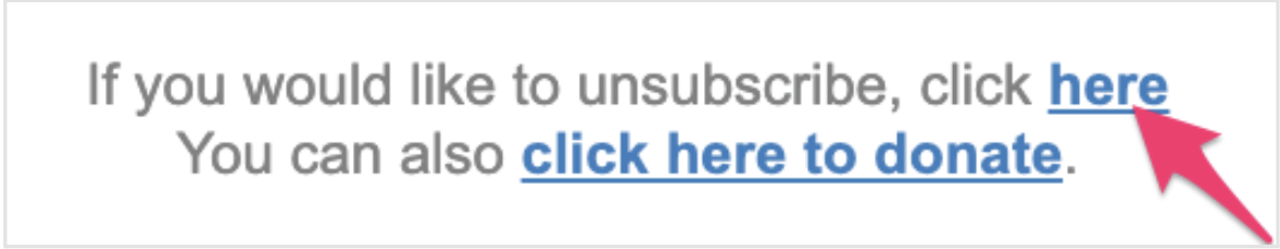 A Screenshot of the Unubscribe Link commonly provided at the bottom of emails.